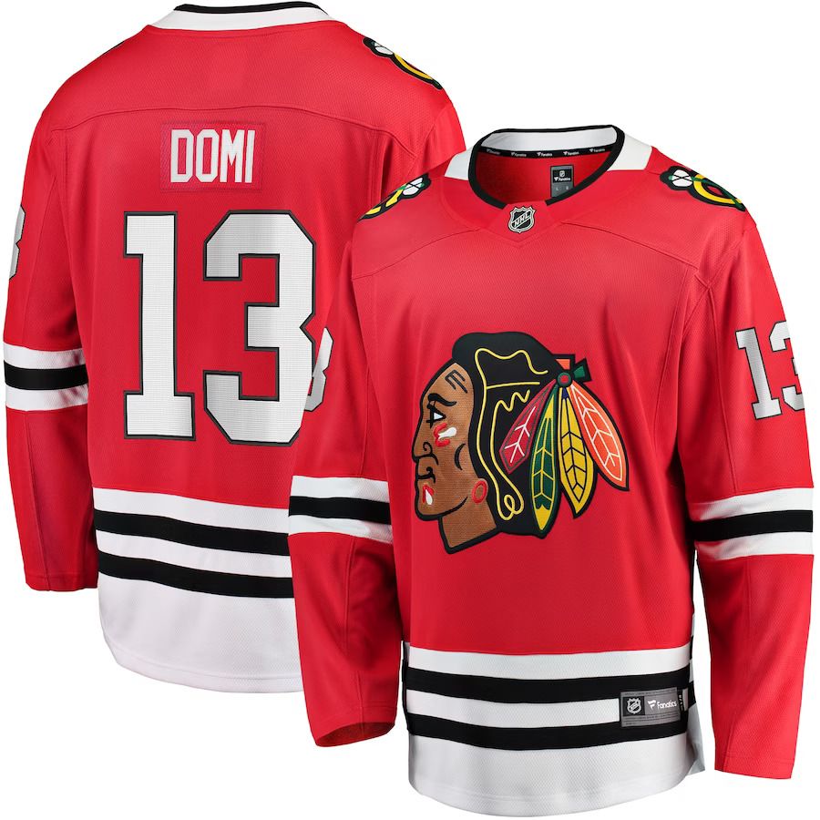 Men Chicago Blackhawks #13 Max Domi Fanatics Branded Red Home Breakaway Player NHL Jersey